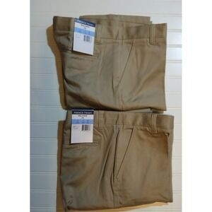 2 Pair French Toast Boys Relaxed Fit Twill‎ Pants Khaki School Uniform Sz 20 NEW